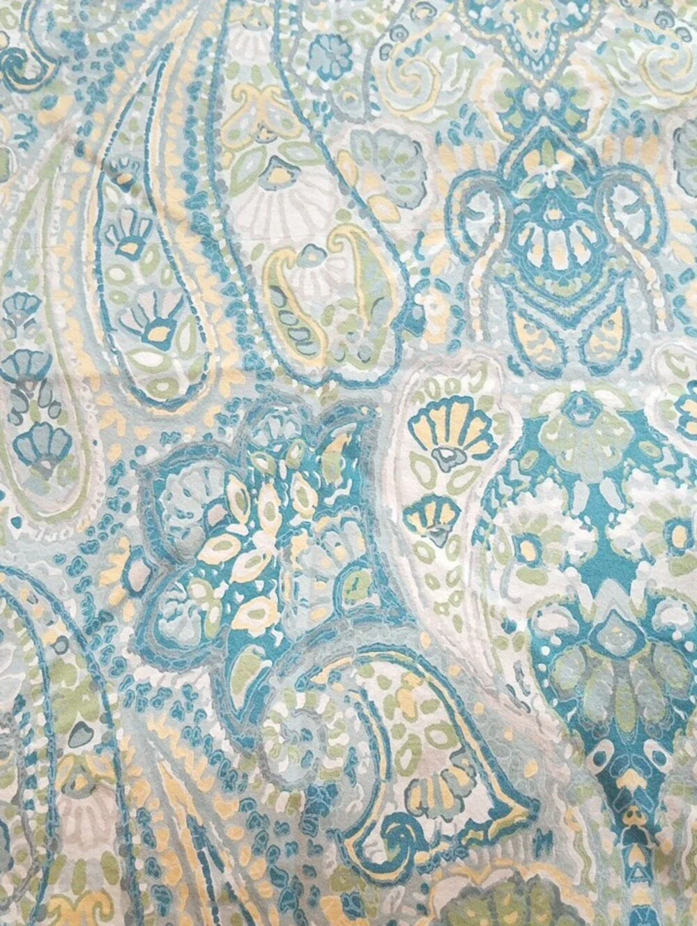 Pottery Barn Rosalie Paisley Euro Sham Aqua Blue Green Yellow